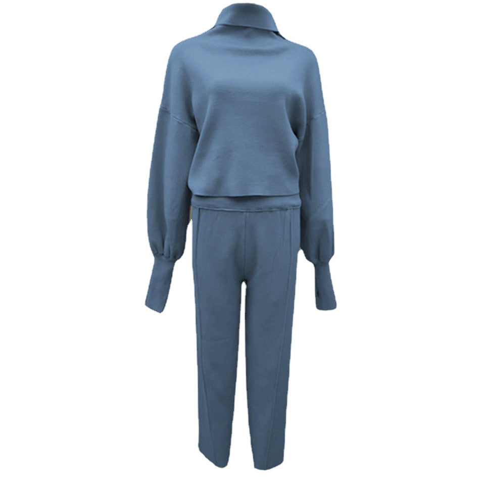 Loose Turtle Neck Two-piece Sweater Set