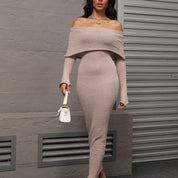 French-style One-shoulder Long Fitted Dress