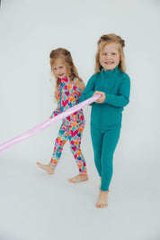 Turbo Teal Full-Zip Ruffle Active Jacket