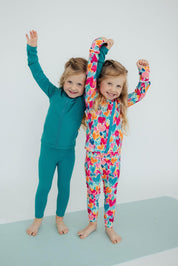 Turbo Teal Full-Zip Ruffle Active Jacket