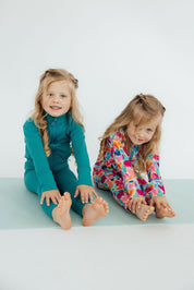 Turbo Teal Full-Zip Ruffle Active Jacket