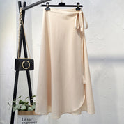 Lace-up high-waist chiffon one-piece skirt