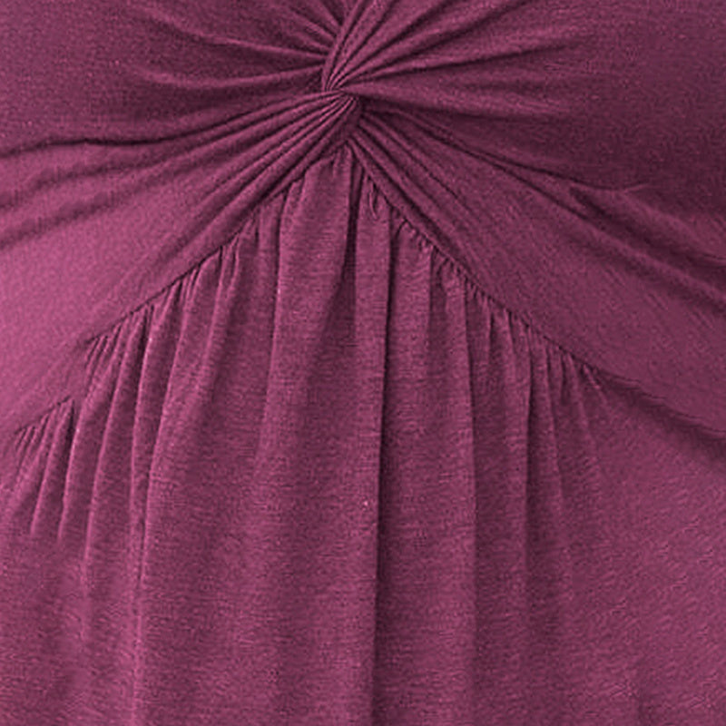 V-Neck Sleeveless Solid Dress - Bust Knot Detail & Waist-Defining Dress