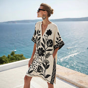 🌸 Chic & Carefree - Loose Printed V-neck  Casual Holiday Dress
