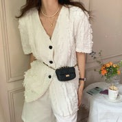 Fringed Loose Short Sleeve Jacket Top