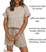 Ruffle Sleeve Textured Top and Shorts Set