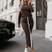 Women’s 2-Piece Skirt Set — Long Sleeve Sweatshirt + Midi Skirt