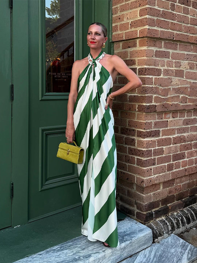 🔥 Sassy & Classy  - Bold Striped Halter Dress
