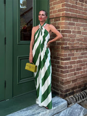 🔥 Sassy & Classy  - Bold Striped Halter Dress