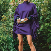 High Neck Lantern Sleeve Dress