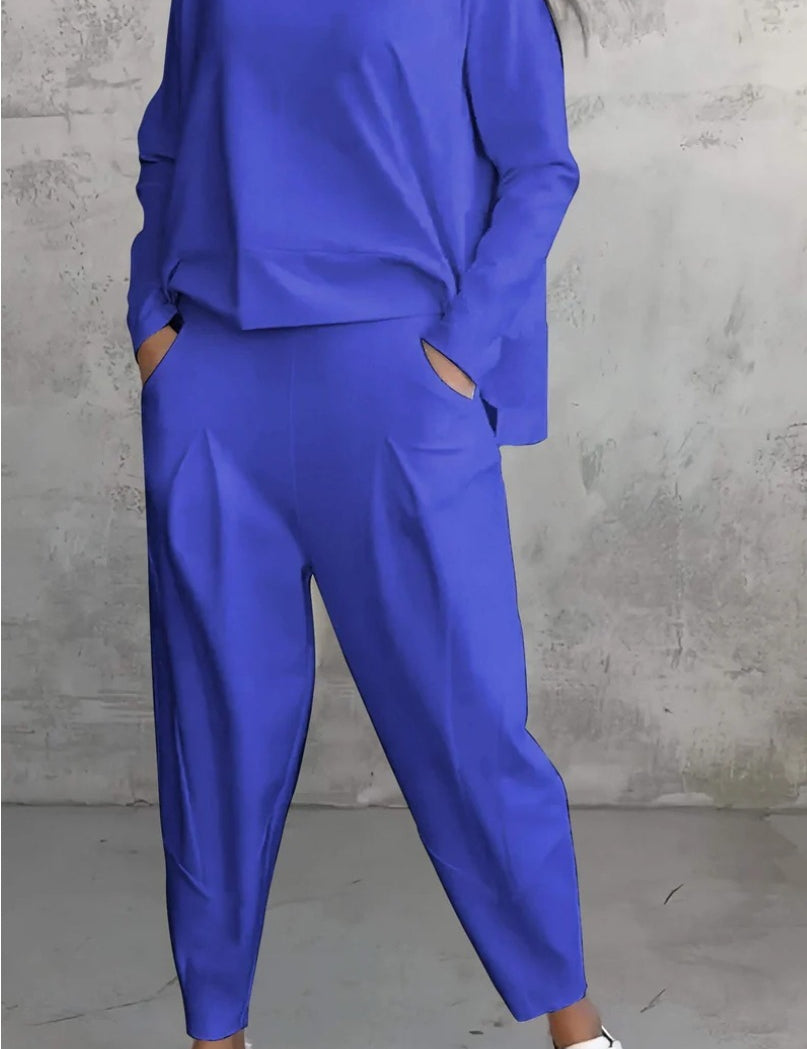 Round Neck Loose And Irregular Long-sleeve Sweater Set