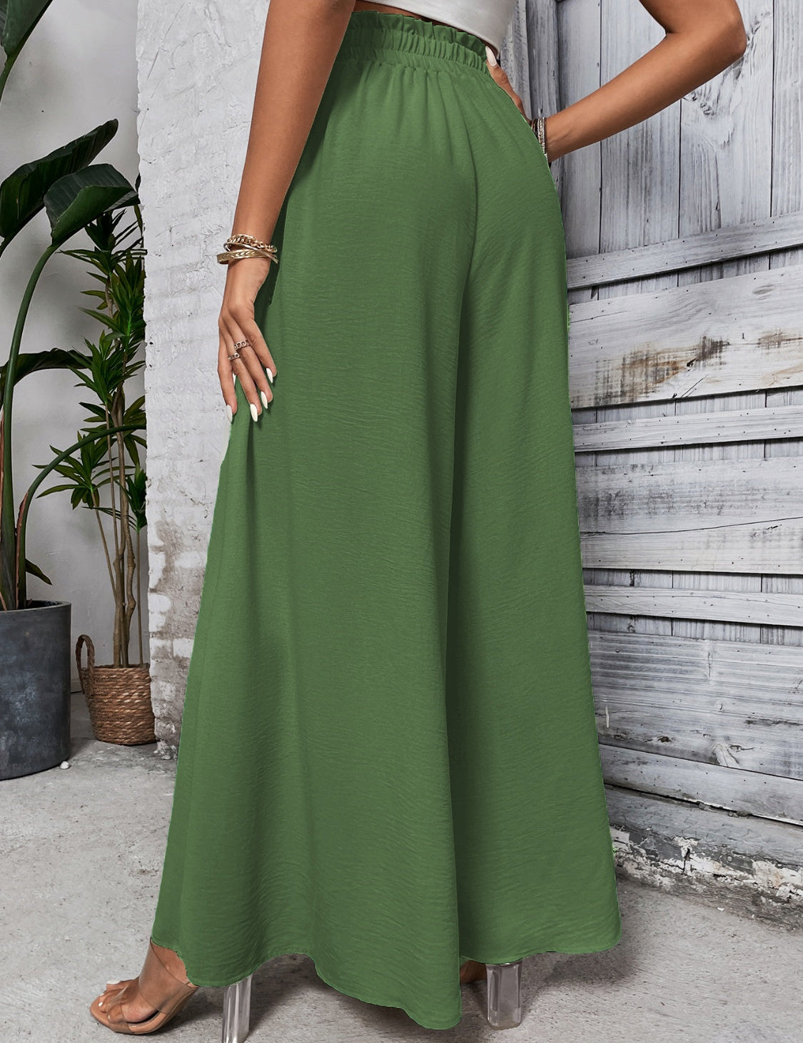 Tied High Waist Wide Leg Pants