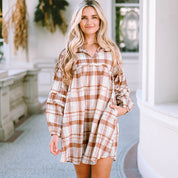 Long Sleeve Plaid Dress
