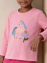 Children's Unicorn Embroidered Long-Sleeve Top and Pants Set