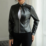 Faux Leather Moto Jacket - Black