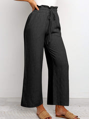 Lace-up Wide Leg Pants