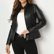 Faux Leather Moto Jacket - Black