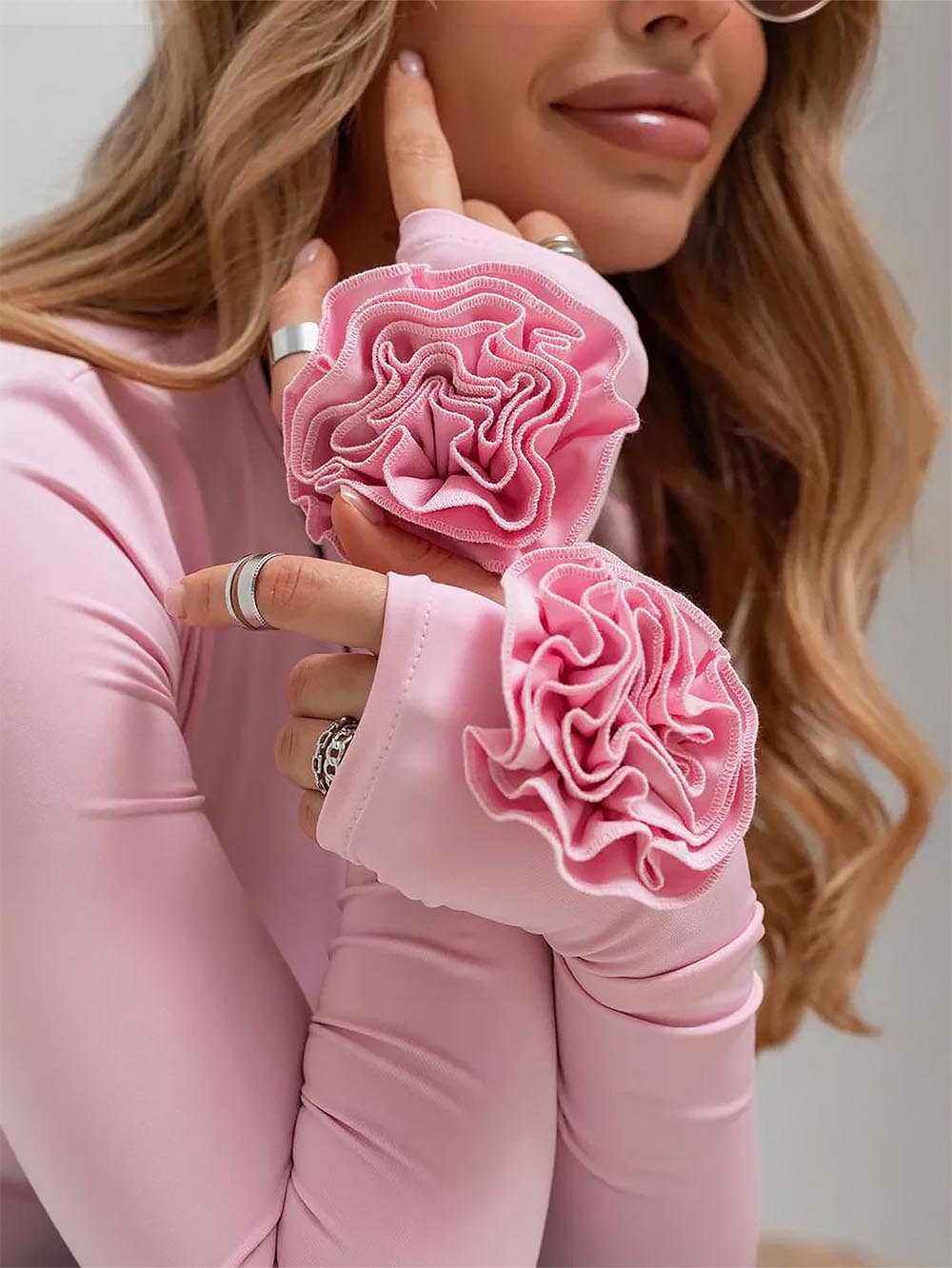 3D Floral Slim-Fit Long Sleeve T-Shirt | NCS