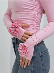 3D Floral Slim-Fit Long Sleeve T-Shirt | NCS