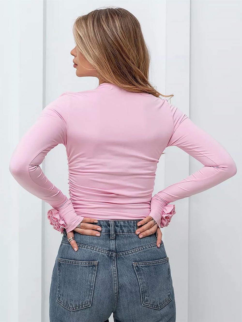 3D Floral Slim-Fit Long Sleeve T-Shirt | NCS