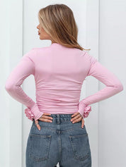 3D Floral Slim-Fit Long Sleeve T-Shirt | NCS