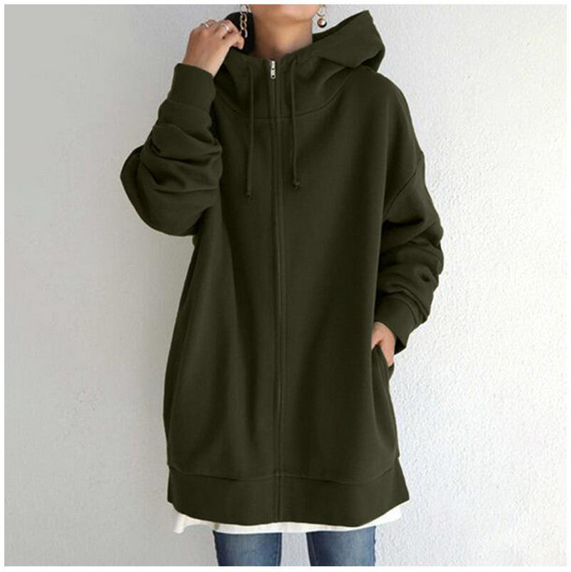 Oversized Loose Hooded CoatsWith Tie Collar