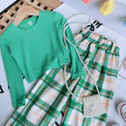 Plaid Wide Leg Pants Set