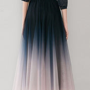 Mesh High Waist Large Swing A- Line Gradient Skirt