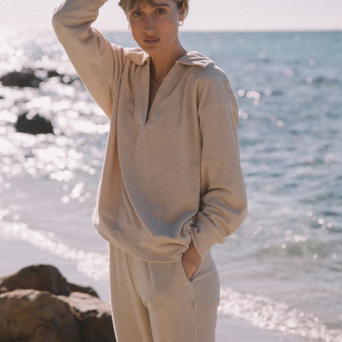 “Cozy never looked this cool. 🔥”  Two-piece Sweater Suit