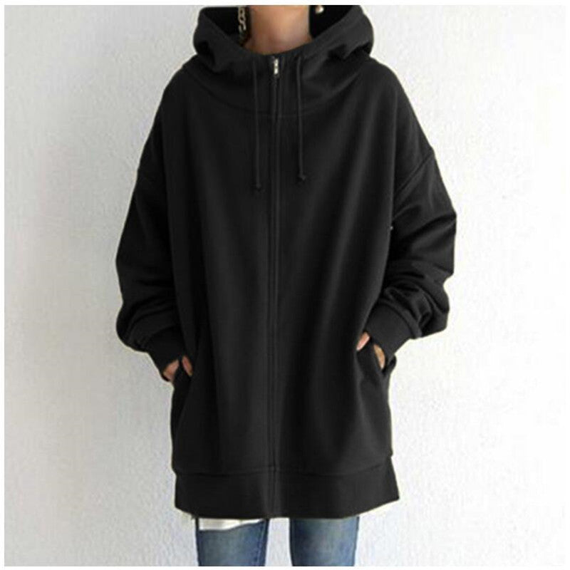Oversized Loose Hooded CoatsWith Tie Collar