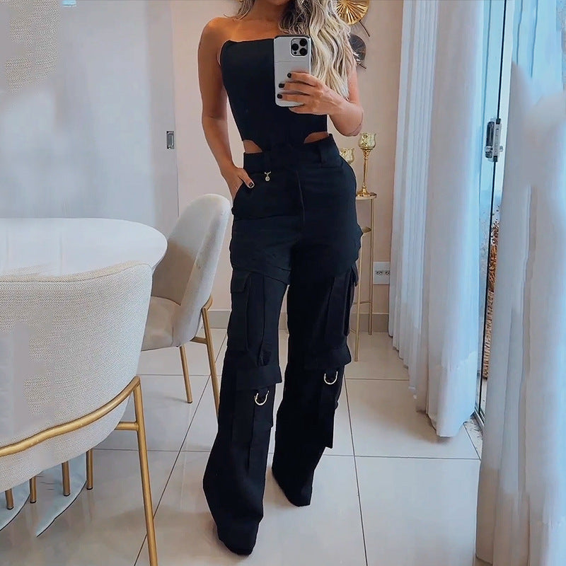 Halter Top Loose Trousers Two-piece Set
