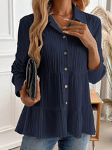 Button-Down Long Sleeve Tiered Shirt
