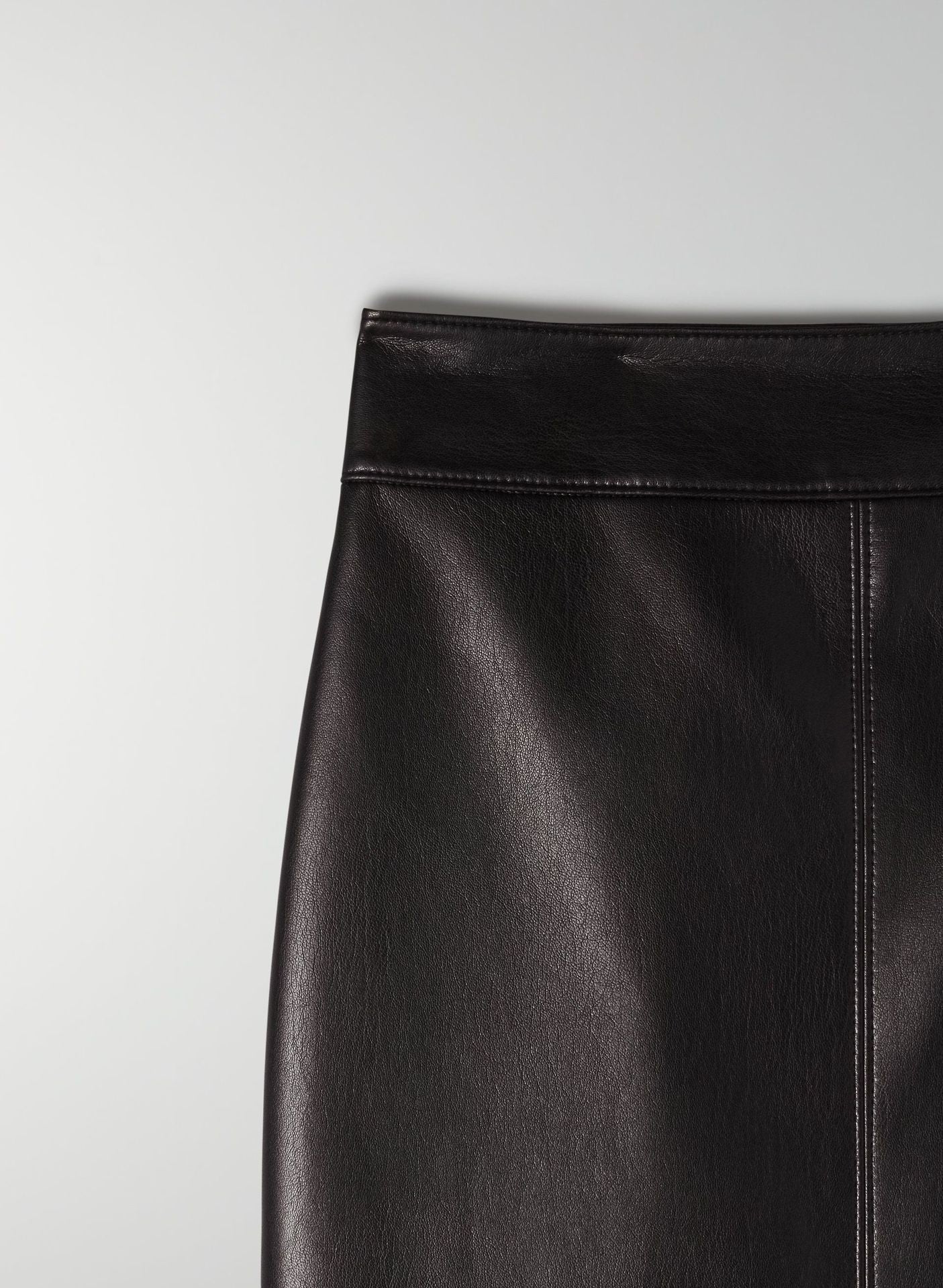 French Style Split Hem Faux Leather Skirt