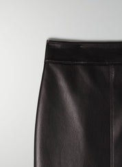 French Style Split Hem Faux Leather Skirt