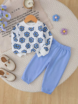 Children's Floral Long Sleeve Sweatshirt and Joggers Set