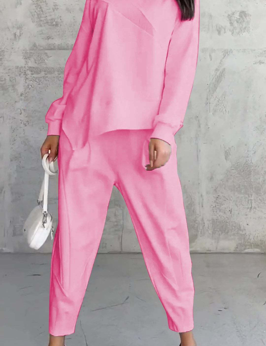 Round Neck Loose And Irregular Long-sleeve Sweater Set