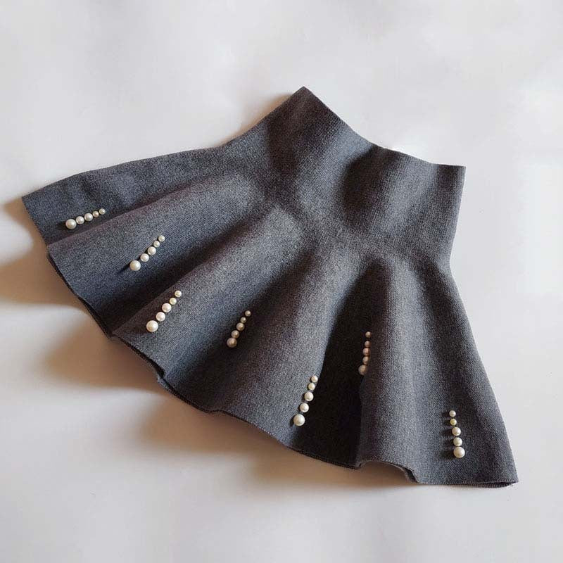 Girl's A- Line Pleated Skirt With Beads