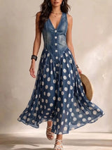 Full Size Polka Dot Sleeveless Maxi Dress Plus Size