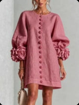Full Size 3D Floral Sleeve Round Neck Dress Plus Size