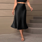 Satin Elegance Midi A- Line Skirt