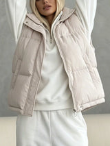 Snap-Button Placket Quilted Puffer Vest Coat