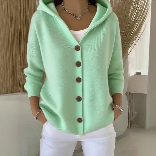 Button Hooded Sweater