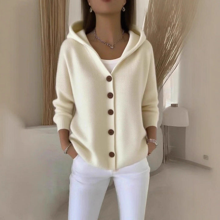 Button Hooded Sweater