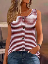 Striped Round Neck Tank Top