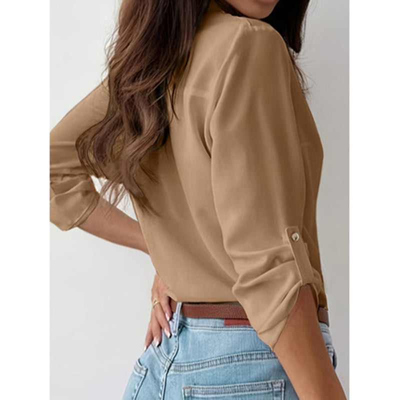 Button Down V Neck