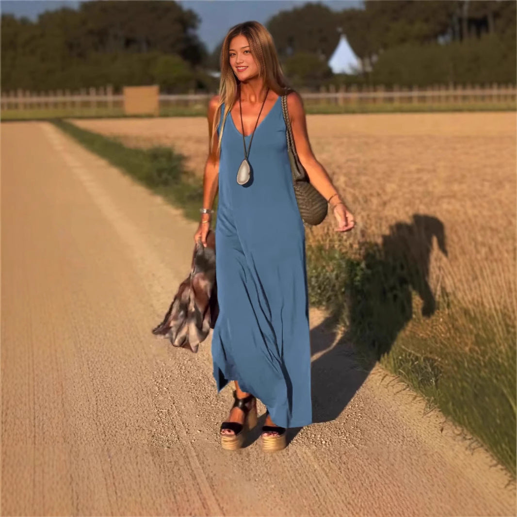 Maxi V-neck Strap Dress
