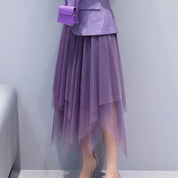 Irregular High Waist A-Line Mesh Skirt