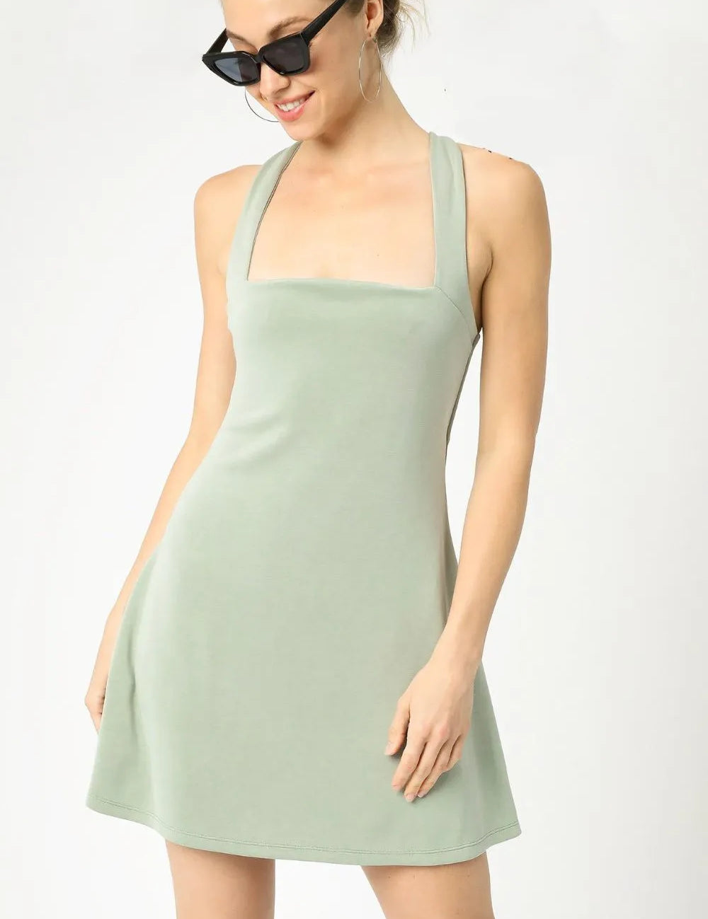 Umgee Crisscross Square Neck Active Dress