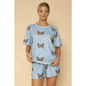Miss Sparkling Waffle Fabric Printed Matching Shorts Set