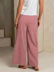 Gingham Print Wide Leg Casual Pants